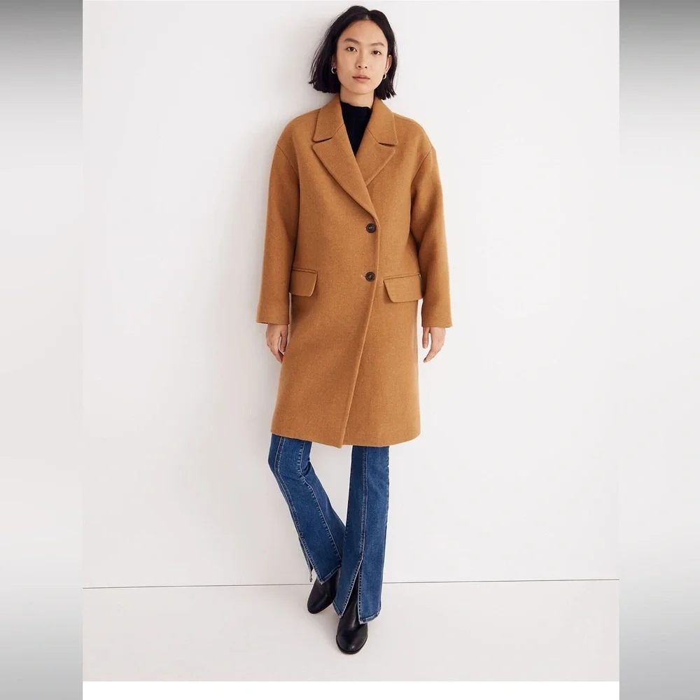 Madewell Haydon Wool Cashmere Top Car Coat Insuluxe Heather Toffee Womens Large - Picture 3 of 12